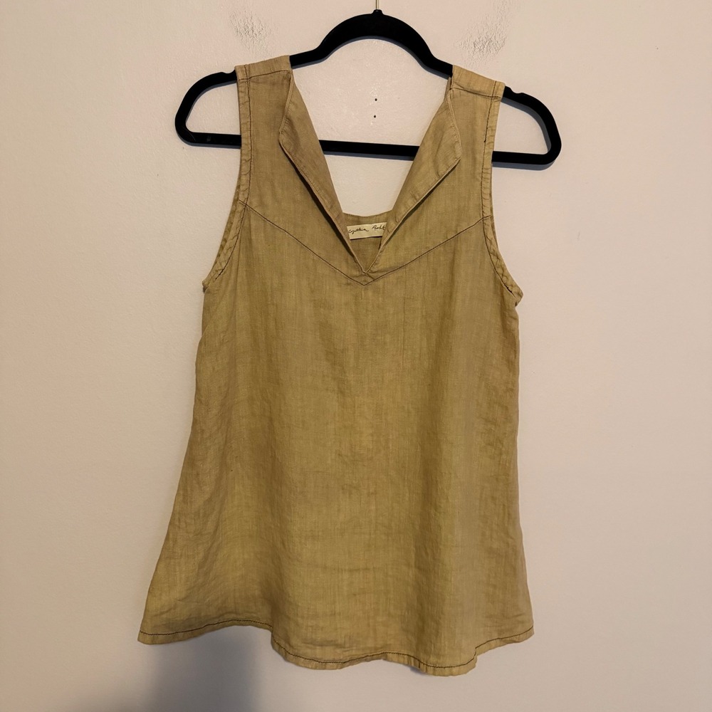 Cynthia Ashby linen tank top yellow lagenlook minimalist boho lightweight